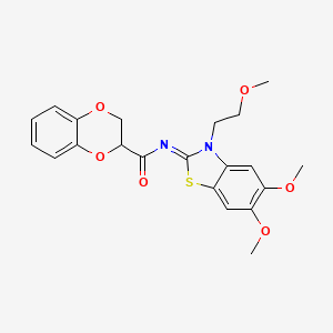 molecular formula C21H22N2O6S B2541635 (Z)-N-(5,6-dimethoxy-3-(2-methoxyethyl)benzo[d]thiazol-2(3H)-ylidene)-2,3-dihydrobenzo[b][1,4]dioxine-2-carboxamide CAS No. 895444-52-7
