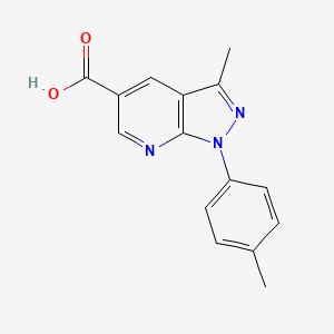 molecular formula C15H13N3O2 B2541637 3-methyl-1-(4-methylphenyl)-1H-pyrazolo[3,4-b]pyridine-5-carboxylic acid CAS No. 926240-67-7