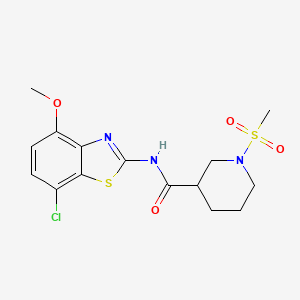 molecular formula C15H18ClN3O4S2 B2541638 N-(7-chloro-4-methoxybenzo[d]thiazol-2-yl)-1-(methylsulfonyl)piperidine-3-carboxamide CAS No. 1058399-14-6