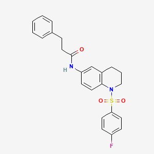 molecular formula C24H23FN2O3S B2541641 N-(1-((4-fluorophenyl)sulfonyl)-1,2,3,4-tetrahydroquinolin-6-yl)-3-phenylpropanamide CAS No. 1005293-79-7