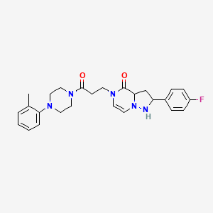molecular formula C26H26FN5O2 B2541652 2-(4-fluorophenyl)-5-{3-[4-(2-methylphenyl)piperazin-1-yl]-3-oxopropyl}-4H,5H-pyrazolo[1,5-a]pyrazin-4-one CAS No. 1326940-09-3
