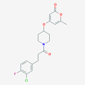 4-((1-(3-(3-chloro-4-fluorophenyl)propanoyl)piperidin-4-yl)oxy)-6-methyl-2H-pyran-2-one