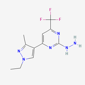 4-(1-ethyl-3-methyl-1H-pyrazol-4-yl)-2-hydrazino-6-(trifluoromethyl)pyrimidine