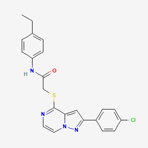 molecular formula C22H19ClN4OS B2541664 2-{[2-(4-chlorophenyl)pyrazolo[1,5-a]pyrazin-4-yl]sulfanyl}-N-(4-ethylphenyl)acetamide CAS No. 1021220-31-4