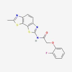 molecular formula C17H12FN3O2S2 B2541670 2-(2-氟苯氧基)-N-(7-甲基苯并[1,2-d:4,3-d']双(噻唑)-2-基)乙酰胺 CAS No. 1172982-10-3