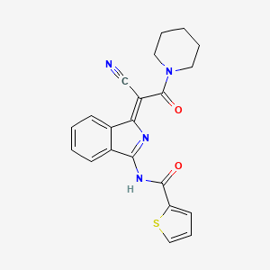 (Z)-N-(1-(1-cyano-2-oxo-2-(piperidin-1-yl)ethylidene)-1H-isoindol-3-yl)thiophene-2-carboxamide