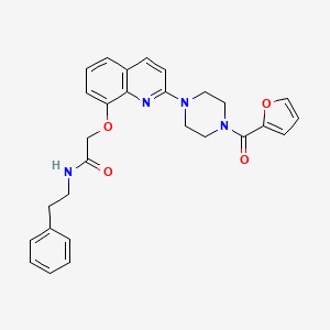 molecular formula C28H28N4O4 B2541678 2-((2-(4-(furan-2-carbonyl)piperazin-1-yl)quinolin-8-yl)oxy)-N-phenethylacetamide CAS No. 941903-95-3