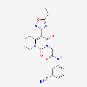 molecular formula C21H20N6O4 B2541681 N-(3-cyanophenyl)-2-[4-(5-ethyl-1,2,4-oxadiazol-3-yl)-1,3-dioxo-5,6,7,8-tetrahydro-1H-pyrido[1,2-c]pyrimidin-2(3H)-yl]acetamide CAS No. 1775484-71-3