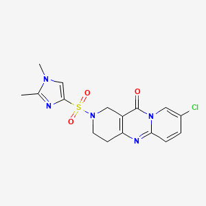 molecular formula C16H16ClN5O3S B2541683 8-chloro-2-((1,2-dimethyl-1H-imidazol-4-yl)sulfonyl)-3,4-dihydro-1H-dipyrido[1,2-a:4',3'-d]pyrimidin-11(2H)-one CAS No. 2034507-10-1