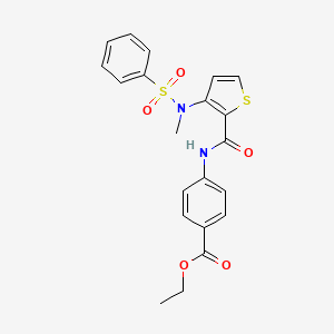 molecular formula C21H20N2O5S2 B2541684 ethyl 4-(3-(N-methylphenylsulfonamido)thiophene-2-carboxamido)benzoate CAS No. 1115933-65-7