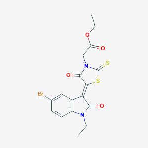molecular formula C17H15BrN2O4S2 B254169 ethyl [5-(5-bromo-1-ethyl-2-oxo-1,2-dihydro-3H-indol-3-ylidene)-4-oxo-2-thioxo-1,3-thiazolidin-3-yl]acetate 