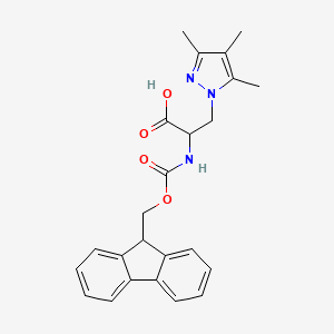 molecular formula C24H25N3O4 B2541691 2-(9H-Fluoren-9-ylmethoxycarbonylamino)-3-(3,4,5-trimethylpyrazol-1-yl)propanoic acid CAS No. 2137449-99-9