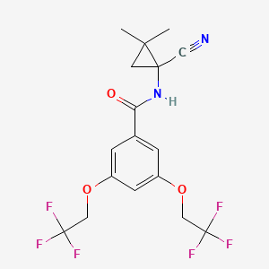 molecular formula C17H16F6N2O3 B2541693 N-(1-Cyano-2,2-dimethylcyclopropyl)-3,5-bis(2,2,2-trifluoroethoxy)benzamide CAS No. 2418693-64-6