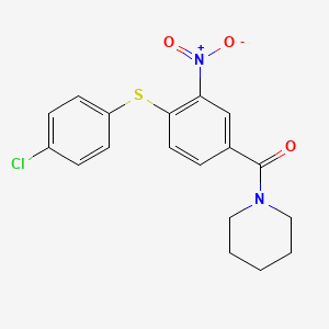 molecular formula C18H17ClN2O3S B2541697 4-[(4-氯苯基)硫代]-3-硝基苯基}(哌啶基)甲酮 CAS No. 303987-87-3