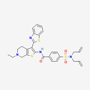 molecular formula C29H30N4O3S3 B2541699 N-(3-(benzo[d]thiazol-2-yl)-6-ethyl-4,5,6,7-tetrahydrothieno[2,3-c]pyridin-2-yl)-4-(N,N-diallylsulfamoyl)benzamide CAS No. 489470-38-4