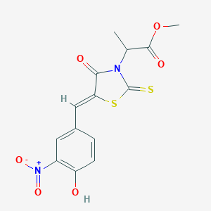 molecular formula C14H12N2O6S2 B254171 Methyl 2-[5-(4-hydroxy-3-nitrobenzylidene)-4-oxo-2-thioxo-1,3-thiazolidin-3-yl]propanoate 