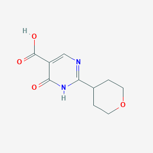 molecular formula C10H12N2O4 B2541718 6-Oxo-2-(tetrahydro-2H-pyran-4-yl)-1,6-dihydropyrimidine-5-carboxylic acid CAS No. 1483625-38-2