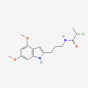 molecular formula C16H21ClN2O3 B2541722 2-Chloro-N-[3-(4,6-dimethoxy-1H-indol-2-yl)propyl]propanamide CAS No. 2411308-33-1