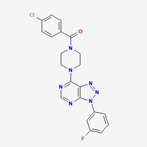 molecular formula C21H17ClFN7O B2541730 (4-氯苯基)(4-(3-(3-氟苯基)-3H-[1,2,3]三唑并[4,5-d]嘧啶-7-基)哌嗪-1-基)甲酮 CAS No. 920227-42-5