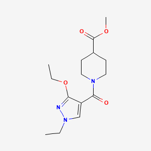 molecular formula C15H23N3O4 B2541737 1-(3-エトキシ-1-エチル-1H-ピラゾール-4-カルボニル)ピペリジン-4-カルボン酸メチル CAS No. 1014027-09-8