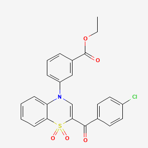 molecular formula C24H18ClNO5S B2541741 ethyl 3-[2-(4-chlorobenzoyl)-1,1-dioxido-4H-1,4-benzothiazin-4-yl]benzoate CAS No. 1114653-78-9