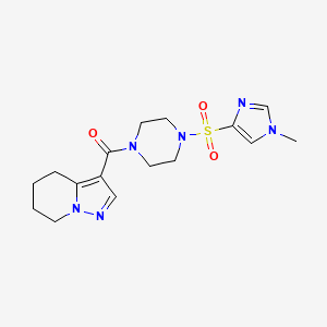 molecular formula C16H22N6O3S B2541748 (4-((1-methyl-1H-imidazol-4-yl)sulfonyl)piperazin-1-yl)(4,5,6,7-tetrahydropyrazolo[1,5-a]pyridin-3-yl)methanone CAS No. 2034453-44-4