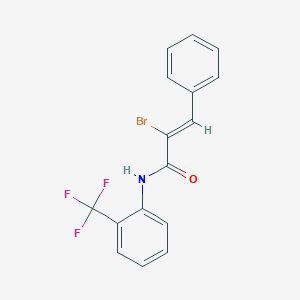 molecular formula C16H11BrF3NO B254175 2-bromo-3-phenyl-N-[2-(trifluoromethyl)phenyl]acrylamide 