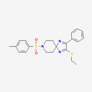 molecular formula C22H25N3O2S2 B2541757 2-(Ethylthio)-3-phenyl-8-tosyl-1,4,8-triazaspiro[4.5]deca-1,3-diene CAS No. 932285-38-6