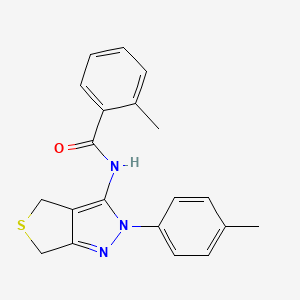 molecular formula C20H19N3OS B2541769 2-methyl-N-[2-(4-methylphenyl)-4,6-dihydrothieno[3,4-c]pyrazol-3-yl]benzamide CAS No. 396719-76-9