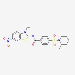 molecular formula C22H24N4O5S2 B2541772 (Z)-N-(3-乙基-6-硝基苯并[d]噻唑-2(3H)-亚甲基)-4-((2-甲基哌啶-1-基)磺酰基)苯甲酰胺 CAS No. 850910-60-0