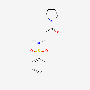 molecular formula C14H20N2O3S B2541773 4-Methyl-N-(3-oxo-3-(pyrrolidin-1-yl)propyl)benzenesulfonamide CAS No. 122081-15-6
