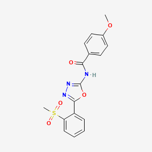 molecular formula C17H15N3O5S B2541775 4-methoxy-N-[5-(2-methylsulfonylphenyl)-1,3,4-oxadiazol-2-yl]benzamide CAS No. 886921-28-4