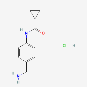 molecular formula C11H15ClN2O B2541777 盐酸N-[4-(氨甲基)苯基]环丙烷甲酰胺 CAS No. 2126161-93-9
