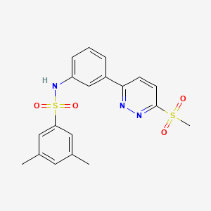 molecular formula C19H19N3O4S2 B2541783 3,5-dimethyl-N-[3-(6-methylsulfonylpyridazin-3-yl)phenyl]benzenesulfonamide CAS No. 1002483-90-0