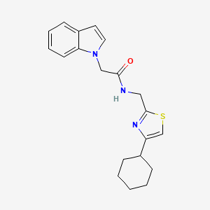 molecular formula C20H23N3OS B2541784 N-((4-cyclohexylthiazol-2-yl)methyl)-2-(1H-indol-1-yl)acetamide CAS No. 2034399-39-6