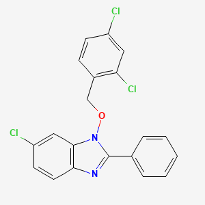 molecular formula C20H13Cl3N2O B2541792 6-氯-1-[(2,4-二氯苄基)氧基]-2-苯基-1H-1,3-苯并咪唑 CAS No. 338978-68-0