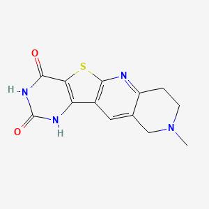 molecular formula C13H12N4O2S B2541793 4-hydroxy-9-methyl-7,8,9,10-tetrahydropyrimido[4',5':4,5]thieno[2,3-b][1,6]naphthyridin-2(1H)-one CAS No. 674800-23-8