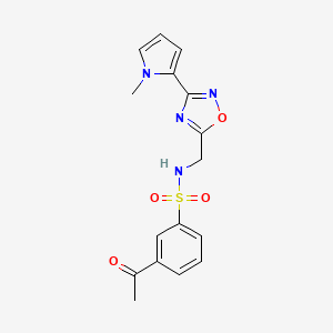 3-acetyl-N-((3-(1-methyl-1H-pyrrol-2-yl)-1,2,4-oxadiazol-5-yl)methyl)benzenesulfonamide