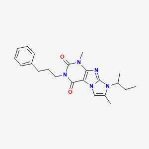 molecular formula C22H27N5O2 B2541816 8-(sec-butyl)-1,7-dimethyl-3-(3-phenylpropyl)-1H-imidazo[2,1-f]purine-2,4(3H,8H)-dione CAS No. 919041-54-6