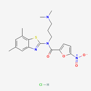molecular formula C19H23ClN4O4S B2541817 N-(3-(dimethylamino)propyl)-N-(5,7-dimethylbenzo[d]thiazol-2-yl)-5-nitrofuran-2-carboxamide hydrochloride CAS No. 1216807-21-4