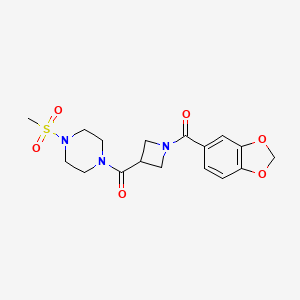 molecular formula C17H21N3O6S B2541824 Benzo[d][1,3]dioxol-5-yl(3-(4-(methylsulfonyl)piperazine-1-carbonyl)azetidin-1-yl)methanone CAS No. 1396806-84-0
