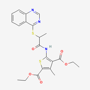 Diethyl 3-methyl-5-(2-(quinazolin-4-ylthio)propanamido)thiophene-2,4-dicarboxylate