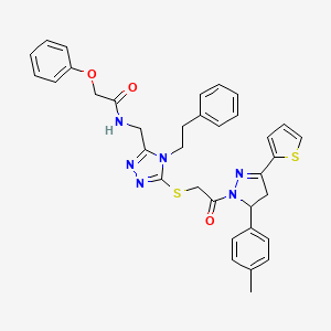 N-((5-((2-oxo-2-(3-(thiophen-2-yl)-5-(p-tolyl)-4,5-dihydro-1H-pyrazol-1-yl)ethyl)thio)-4-phenethyl-4H-1,2,4-triazol-3-yl)methyl)-2-phenoxyacetamide