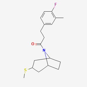 molecular formula C18H24FNOS B2541854 3-(4-fluoro-3-methylphenyl)-1-((1R,5S)-3-(methylthio)-8-azabicyclo[3.2.1]octan-8-yl)propan-1-one CAS No. 1795191-81-9