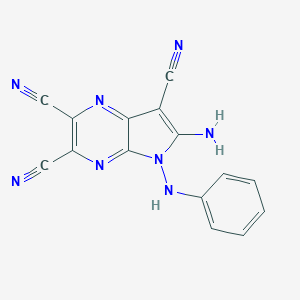 molecular formula C15H8N8 B254186 6-amino-5-(phenylamino)-5H-pyrrolo[2,3-b]pyrazine-2,3,7-tricarbonitrile 