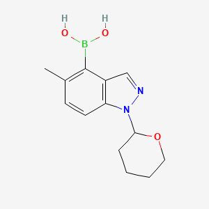 molecular formula C13H17BN2O3 B2541870 [5-甲基-1-(氧杂-2-基)-1H-吲唑-4-基]硼酸 CAS No. 2022976-34-5