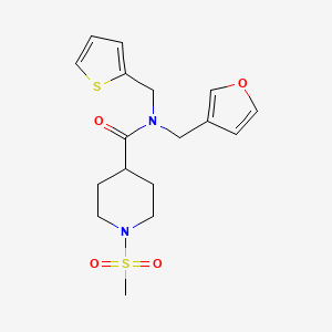 molecular formula C17H22N2O4S2 B2541874 N-(呋喃-3-基甲基)-1-(甲磺酰基)-N-(噻吩-2-基甲基)哌啶-4-甲酰胺 CAS No. 1797300-22-1