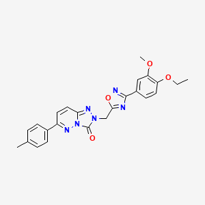 molecular formula C24H22N6O4 B2541878 N-{6-[(4-fluorophenyl)sulfonyl]-1,3-dimethyl-2-oxo-2,3-dihydro-1H-benzimidazol-5-yl}-3,4-dimethoxybenzamide CAS No. 1215737-18-0