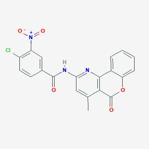 4-chloro-N-(4-methyl-5-oxo-5H-chromeno[4,3-b]pyridin-2-yl)-3-nitrobenzamide