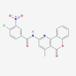 molecular formula C20H12ClN3O5 B2541882 4-Chlor-N-(4-Methyl-5-oxo-5H-chromeno[4,3-b]pyridin-2-yl)-3-nitrobenzamid CAS No. 851411-56-8